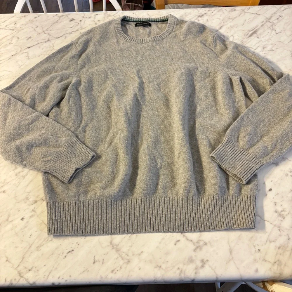 Banana‎ Republic Mens XXL Merino Wool Blend Crewneck Sweater Light Grey Heather